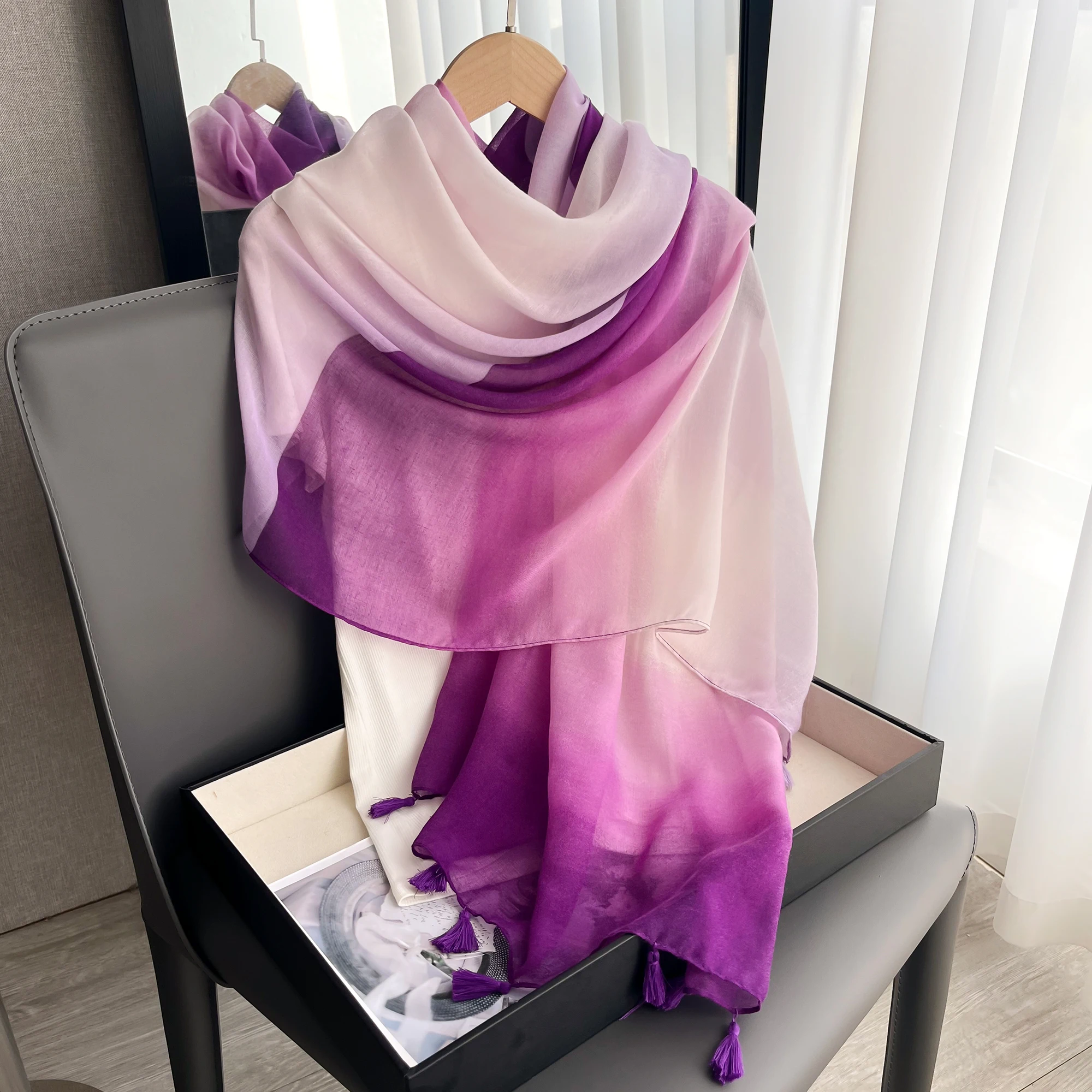 

New Silk Long Scarf Women Muslim Shawls Design Sunscreen Outdoor Beach Towel Large Shawl Plain Soft Turban For Women