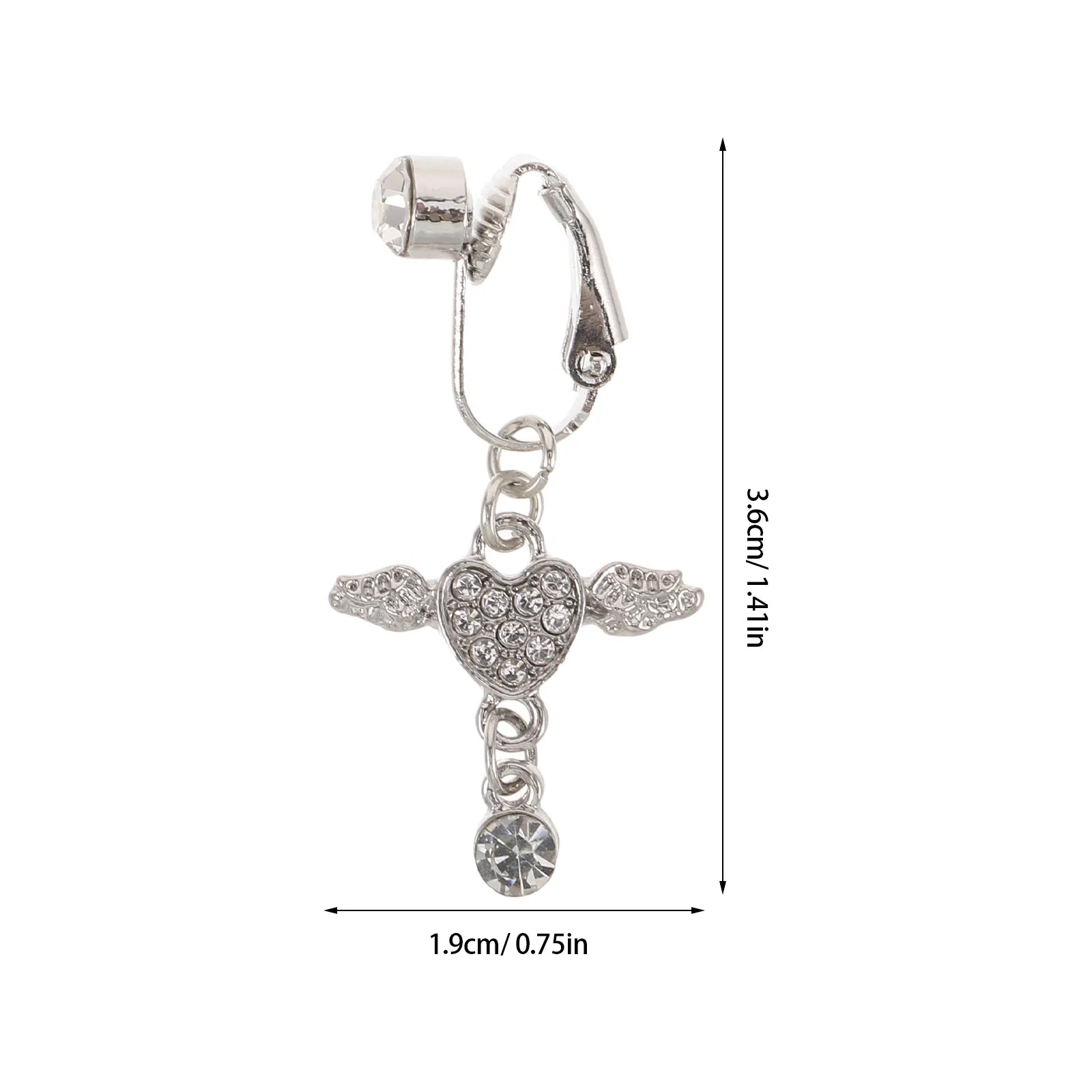 3Pcs Crystal Wing Fake Belly Ring Clip-On, Non-Piercing