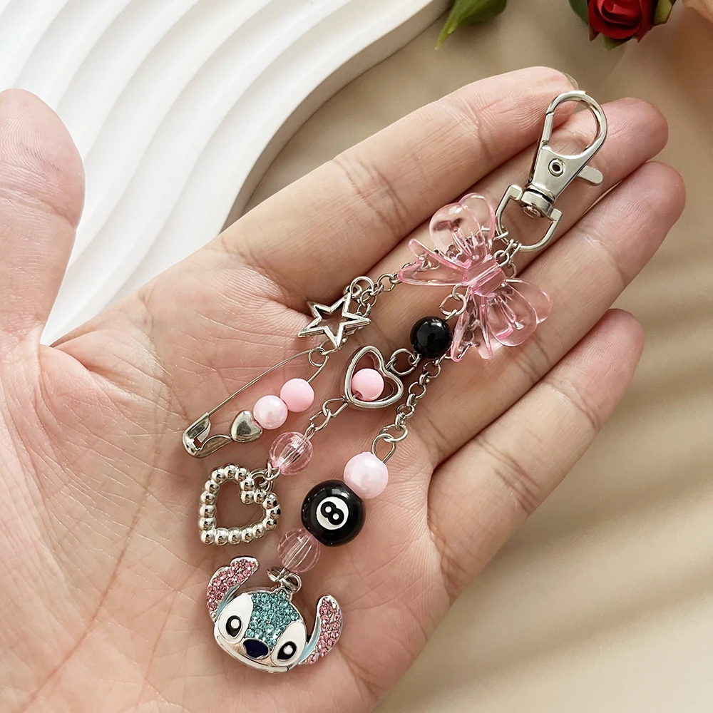 Y2K Stitch sleutelhanger charme boog hart ster hangers Kawaii Goth tas ketting schattig accessoire voor trendy tassen
