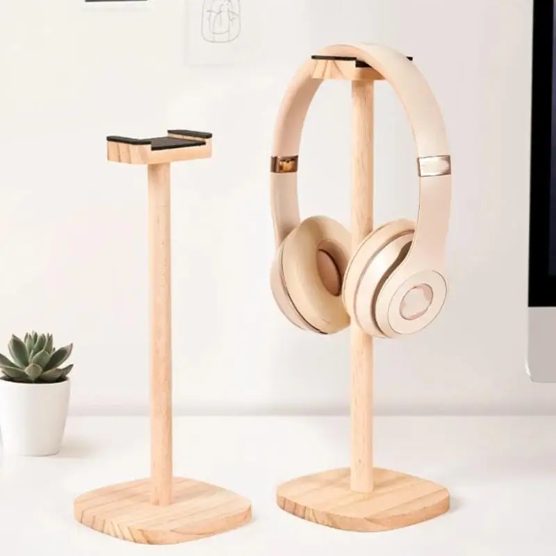 1pc Headphone Stand With Base Universal Headphone Stand Hanger Wooden Headset Storage Rack Multi-Function Detachable Stand