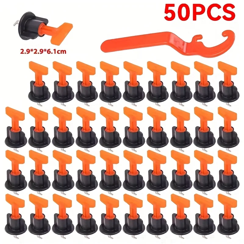 50pcs Adjustable Floor Tile Leveling System Clips | Ceramic Tile Spacers Kit for Wall and Floor Installation