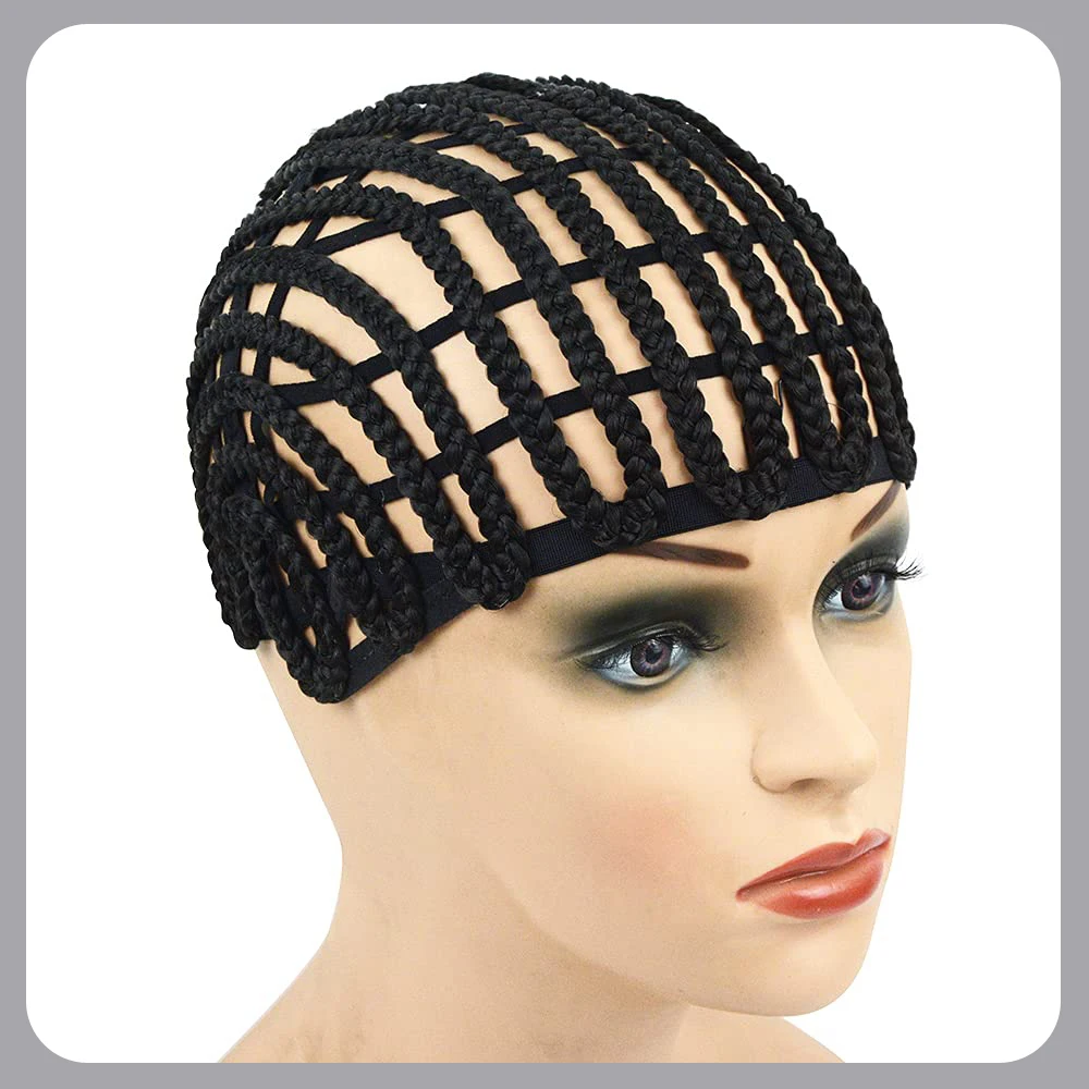 Braided Wig Cap Crochet Wig Cap Cornrows Cap with Adjustable Elastic Band and Hair Clips Weaving Wig Caps for Wig Making