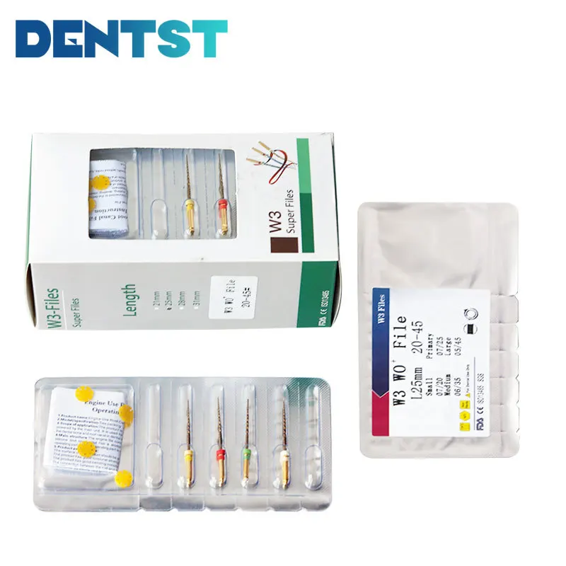 Dentst 4Pcs/Pack NiTi Super Rotary File Endo Root Canal Files Dental Engine Use Endodontic W3 WO+Files Rotary Flexible File