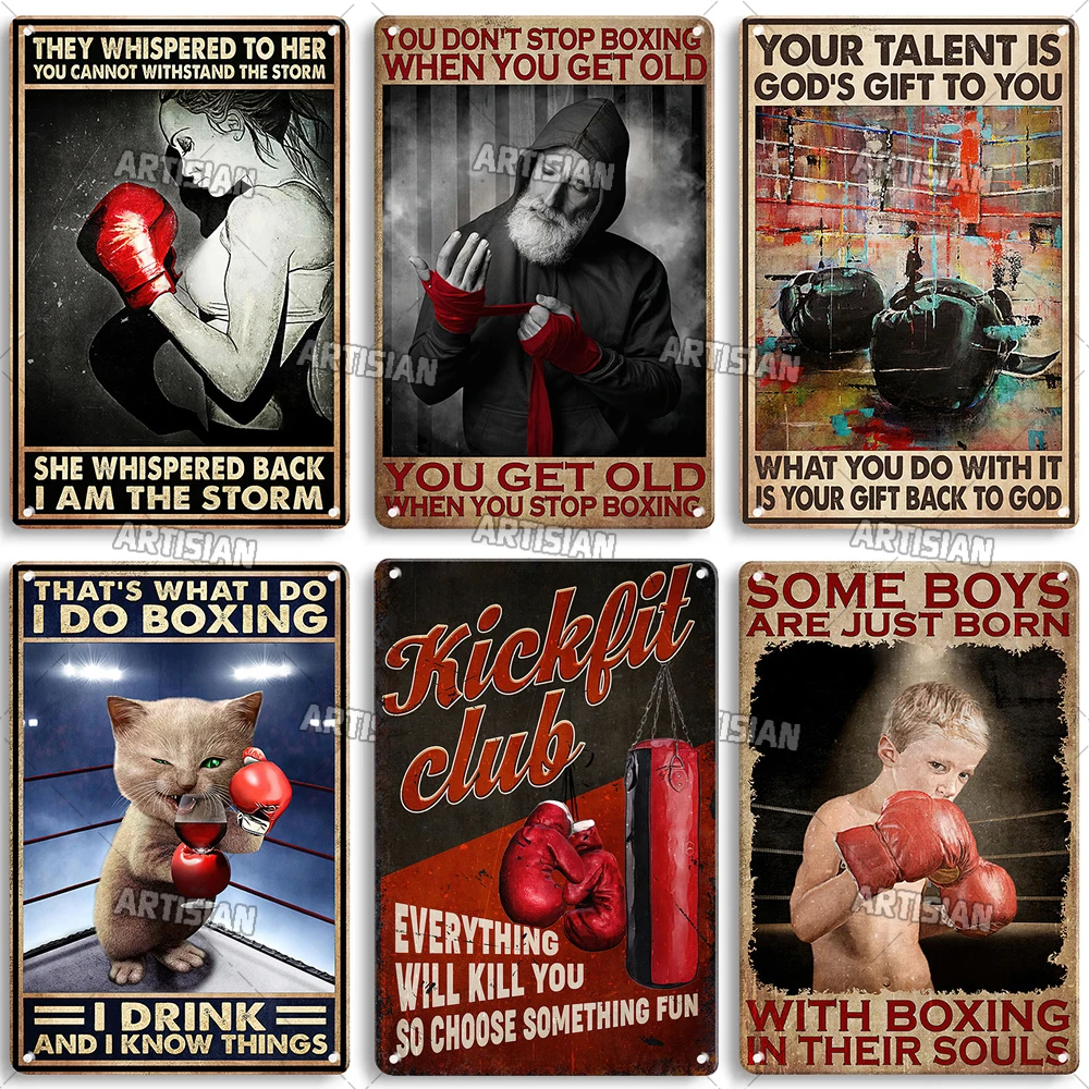 ARTISIAN Vintage Boxing Metal Tin Sign Decoraitve Metal Poster Classic Sport Metal Sign Home Bar Restaurant Industrial Decor