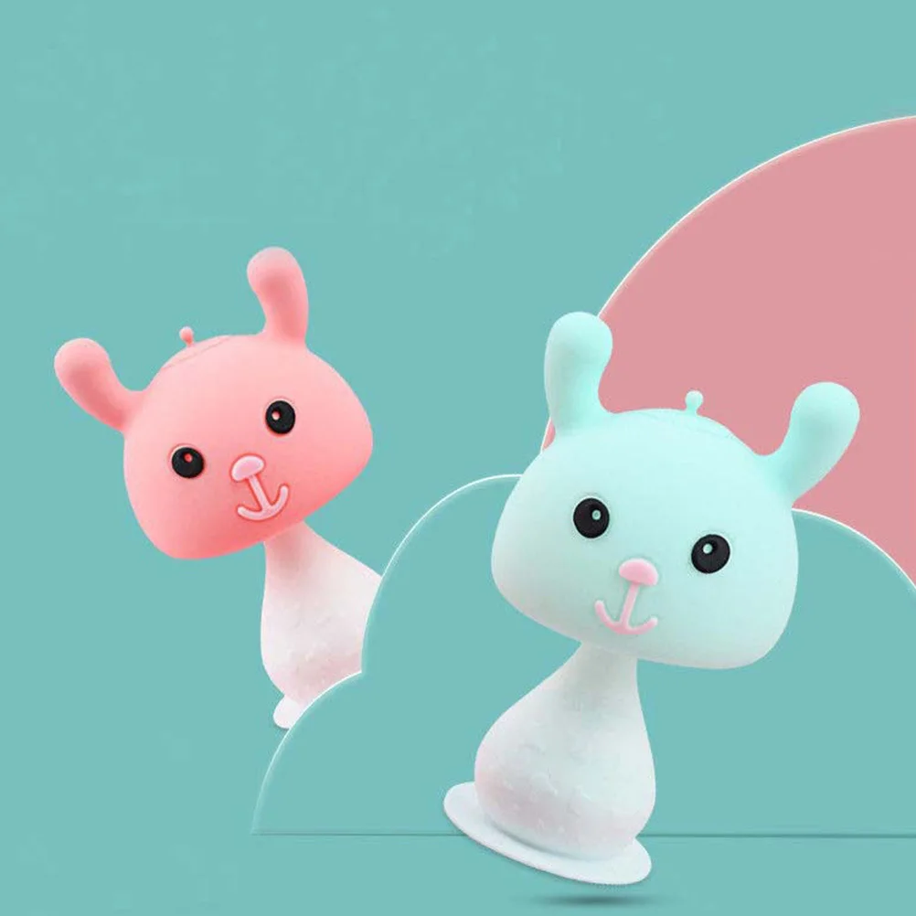 

2 шт., детский гриб для прорезывания зубов, мультяшный дизайн, маленький размер, ручной пищевой силикон, успокаивающий жевательный детский молярный прорезыватель