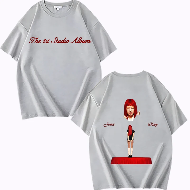 تي شيرت kpop Jennie Ruby The 1st Studio Album Merch للرجال والنساء 2025 موضة جديدة 100% قطن قصير الأكمام مطبوع صيفي للجنسين