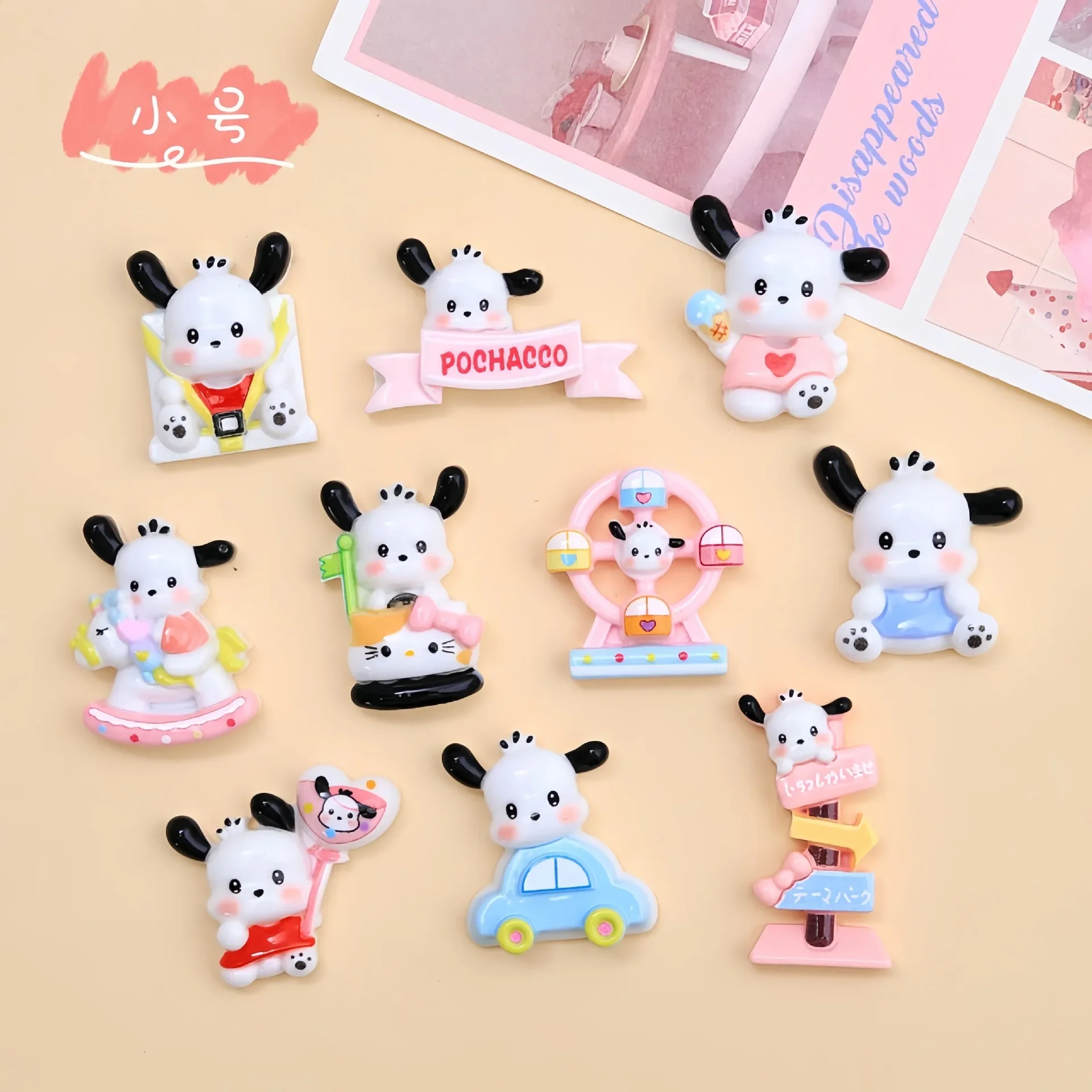 

5pcs cute pochacco cartoon resin flatback diy kawaii resin accessories crafts materials scrapbooking embellishment