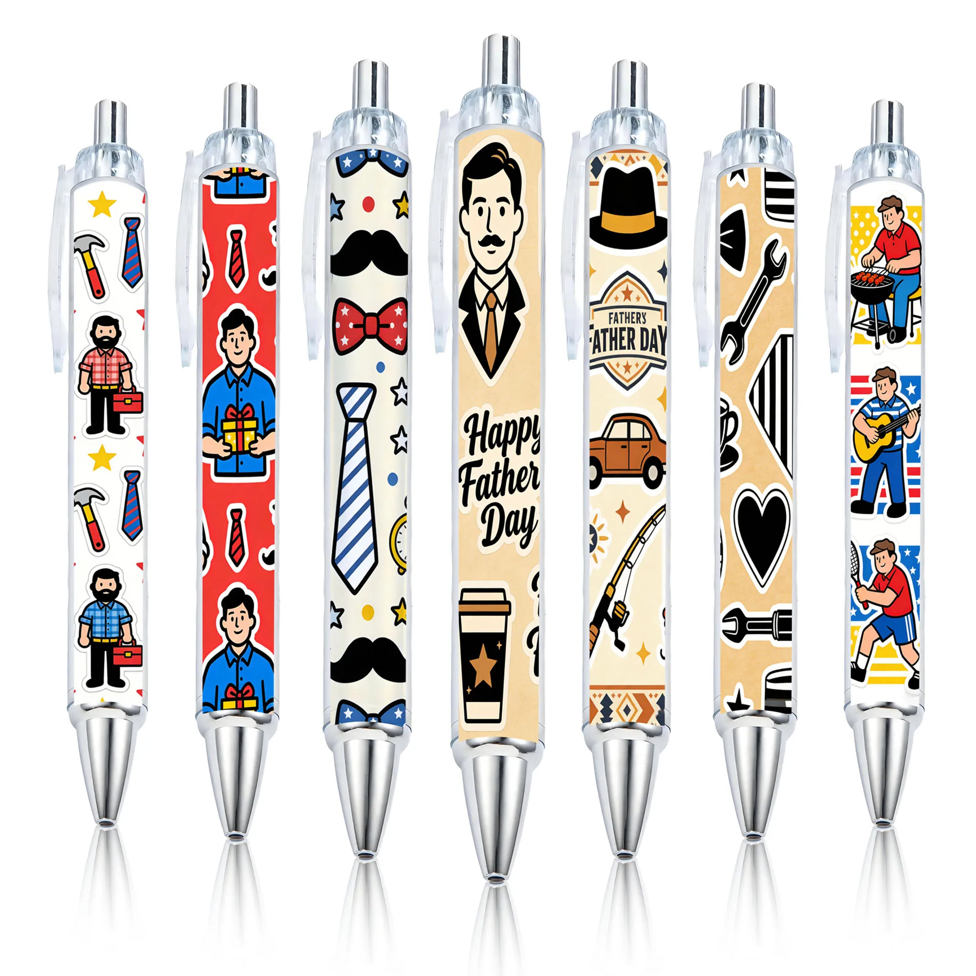 

Набор из 7 шариковых ручек с кнопочным механизмом на тему Дня отца, подарки на День отца, ручки для письма для школьников к началу учебного года.