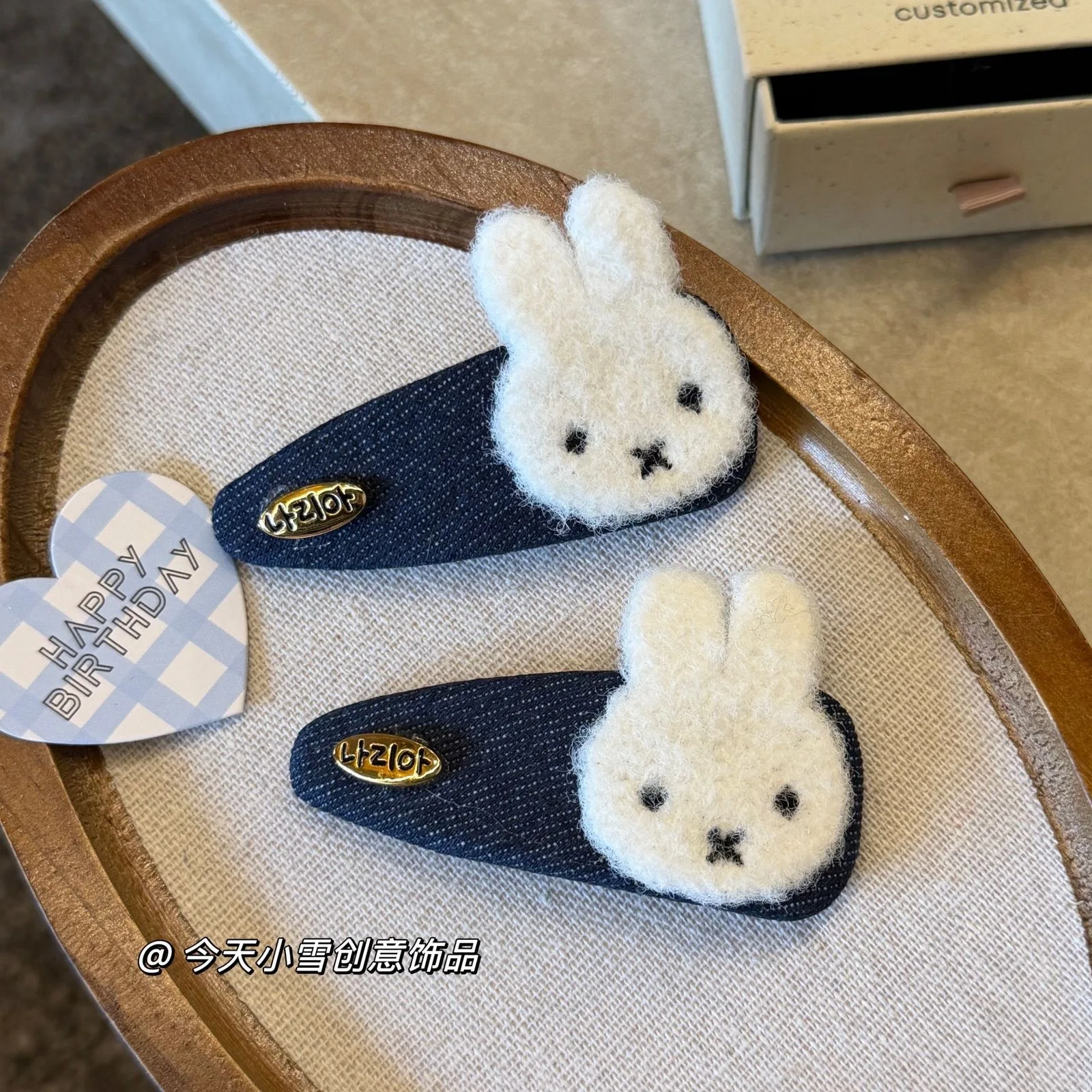 Cute Denim Miffy Rabbit Hair Clip Kawaii Side Bangs Clip Hairpin Hair Accessories for Women Girls Sweet Fashion Hair Ornament
