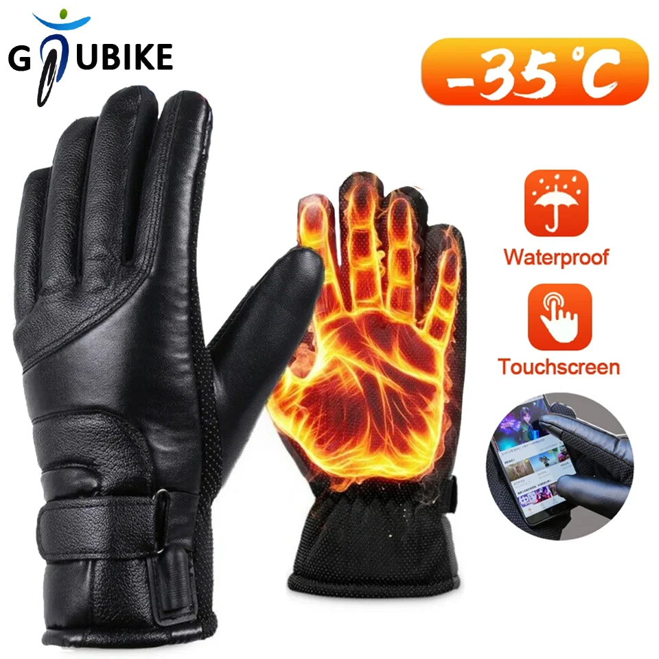 

GTUBIKE Electric Heated Gloves No Battery USB Thermal Touch Screen Waterproof Motorcycle Hand Warmer Windproof Ski Gloves Men