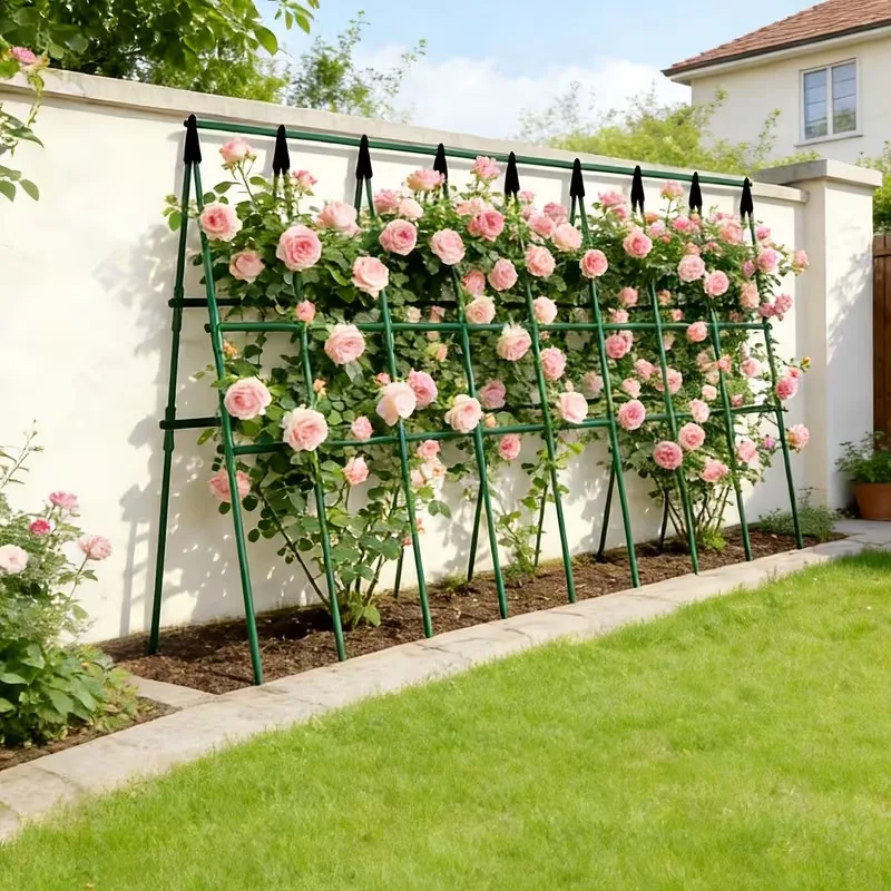 

2026 New Sturdy Plant Support Trellis 3 Horizontal 6 Vertical PVC-Coated Steel Pipe Stakes for Garden Vegetables Climbing Plants