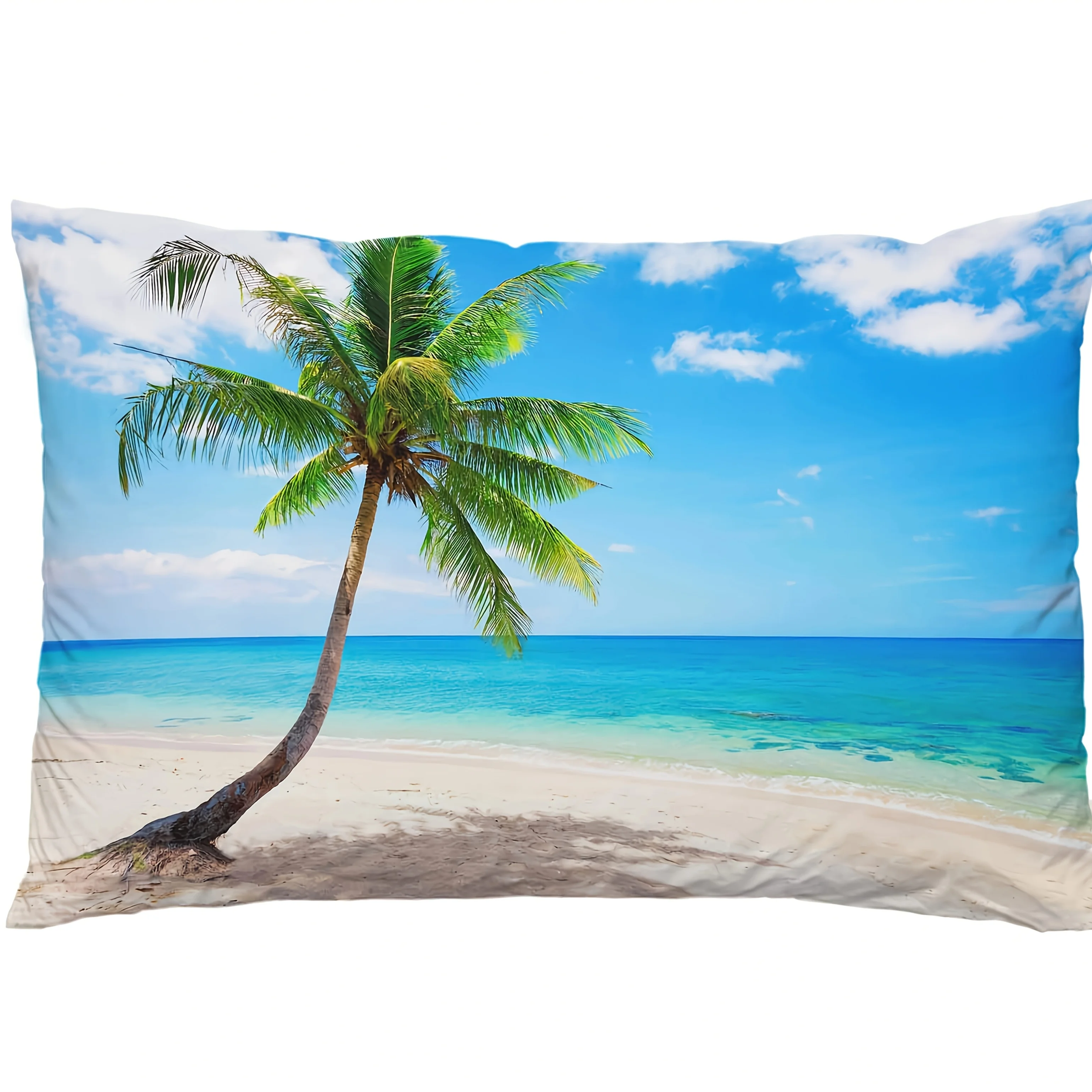 1pc Tropical Beach Palm Tree Lumbar Pillow Cover,Suitable for Sofa,Bedroom,LivingRoom,Vacation House,Sweet Gift for Beach Lovers