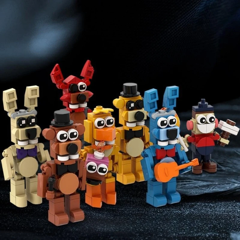 Fnaf cinco noites no freddy figura de ação brinquedos montados jogo periférico dos desenhos animados diy modelo crianças presentes aniversário brinquedo