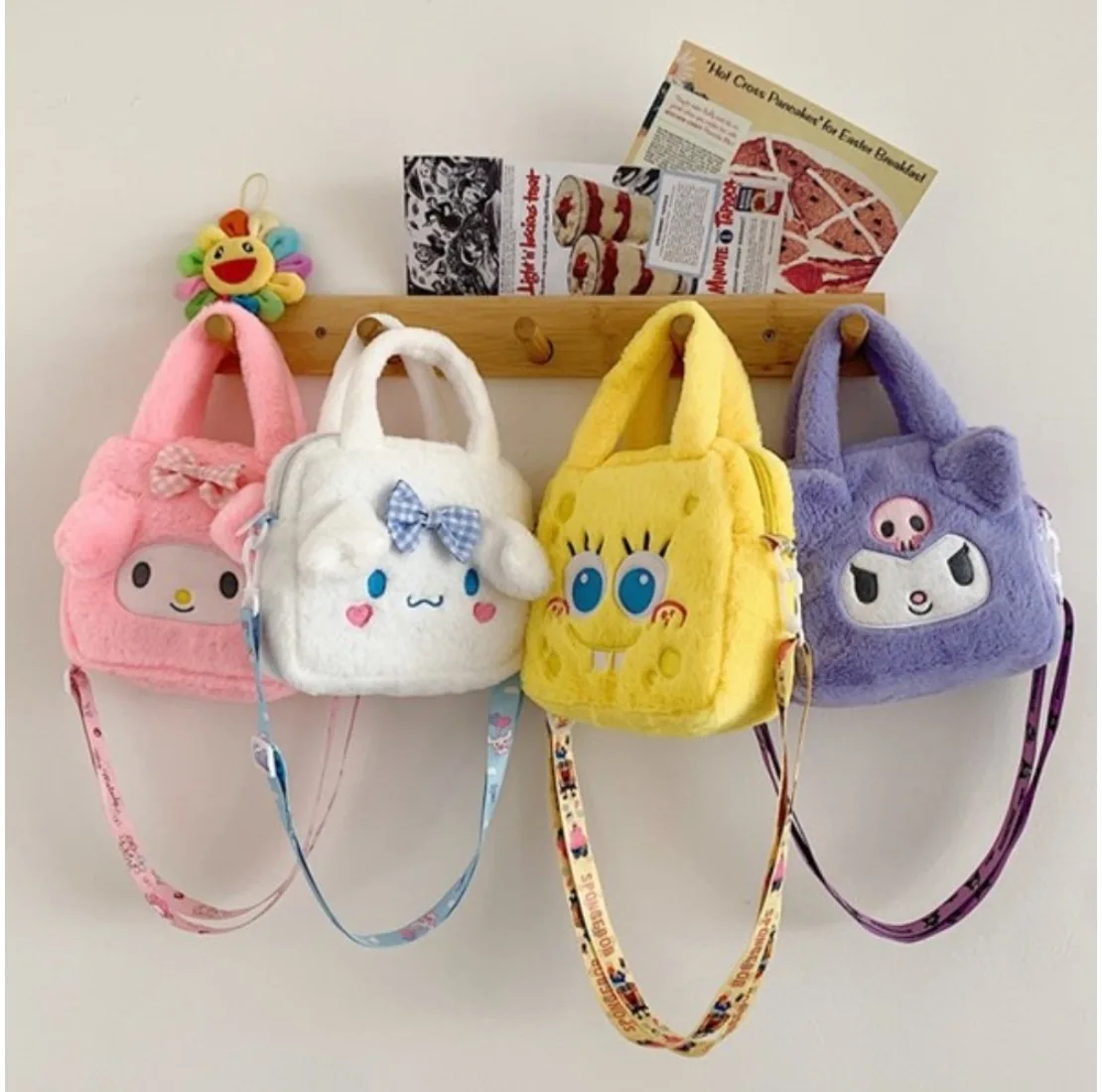 

Disney Plush Bag Kawaii Kuromi Cinnamoroll Melody Cartoon Anime Handbag Crossbody Cosmetic Travel Storage Bag New Large Capacity