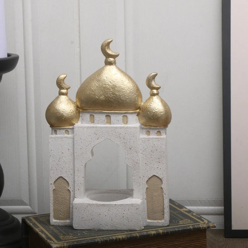 Middle Eastern Style Resin Statue Decor Castle House Kaaba Dome Mosque Islamic Desktop Ornament Islamic Theme Ramadan Muslim