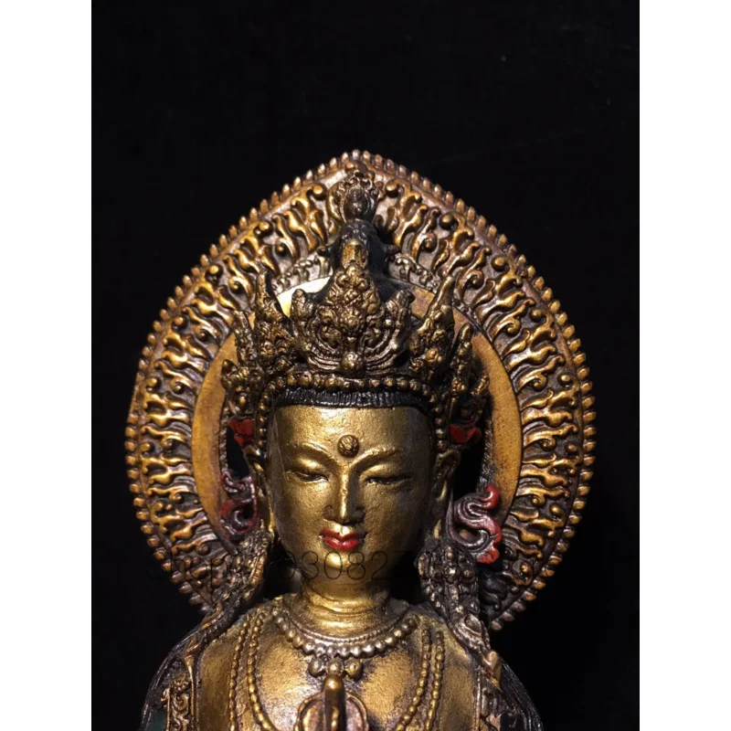 Imagem -02 - Buda Tibetano Pintou o Buda Tibetano Cobre Puro Artefato Pintado 22cm o