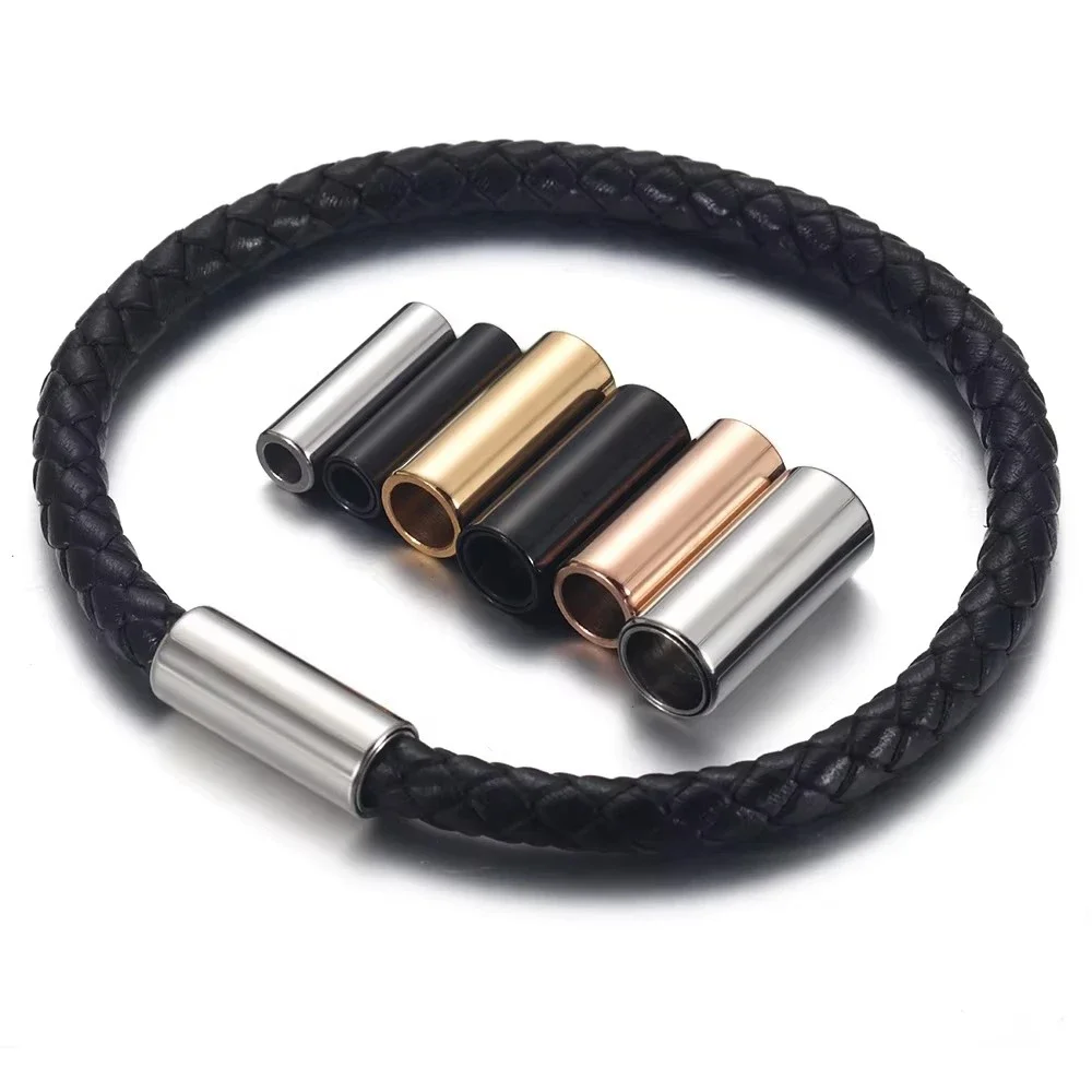 10pcs Stainless Steel Magnet Clasps Bare Body Leather Rope Bracelet Straight Buckle Jewelry Connect Clasps Wholesale