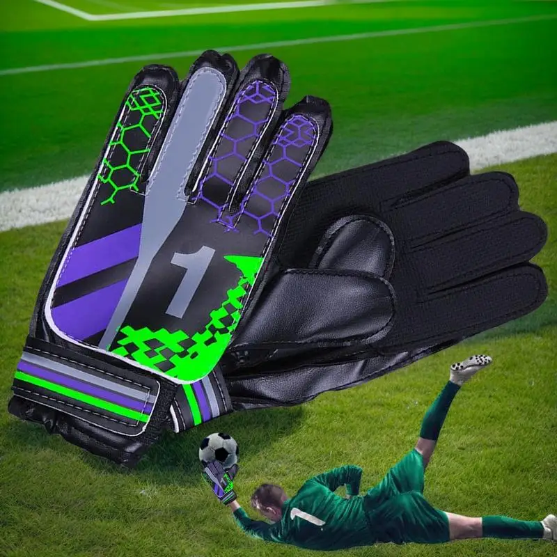 大人ゴールキーパーグローブゴールキーパーグローブPUレザーサッカーサッカー滑り止め保護サッカー子供男性ゴールキーパーグローブS/M/L