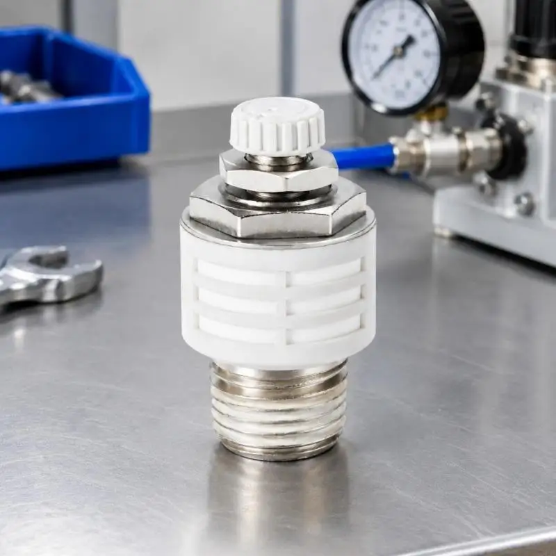  Automation Equipment Exhaust Muffler Set with Male Threaded Connection, Top Adjustment Knob, and 10-Piece Package