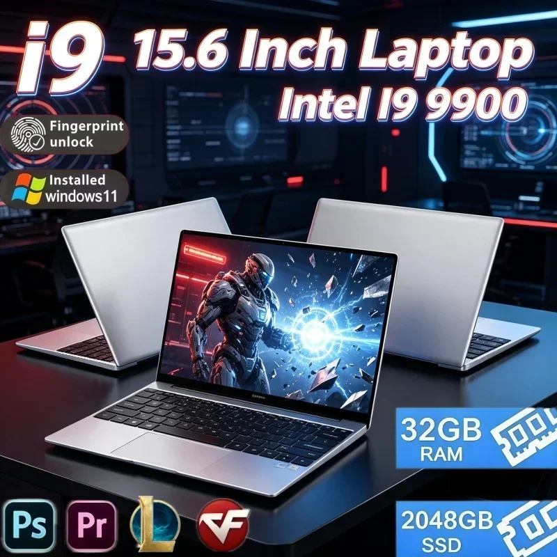 2026 15.6 Inch Multi‑Task Processing Laptop Intel Core I9‑9900 32GB RAM 2TB SSD Windows 11 For Office Creation Casual Gaming