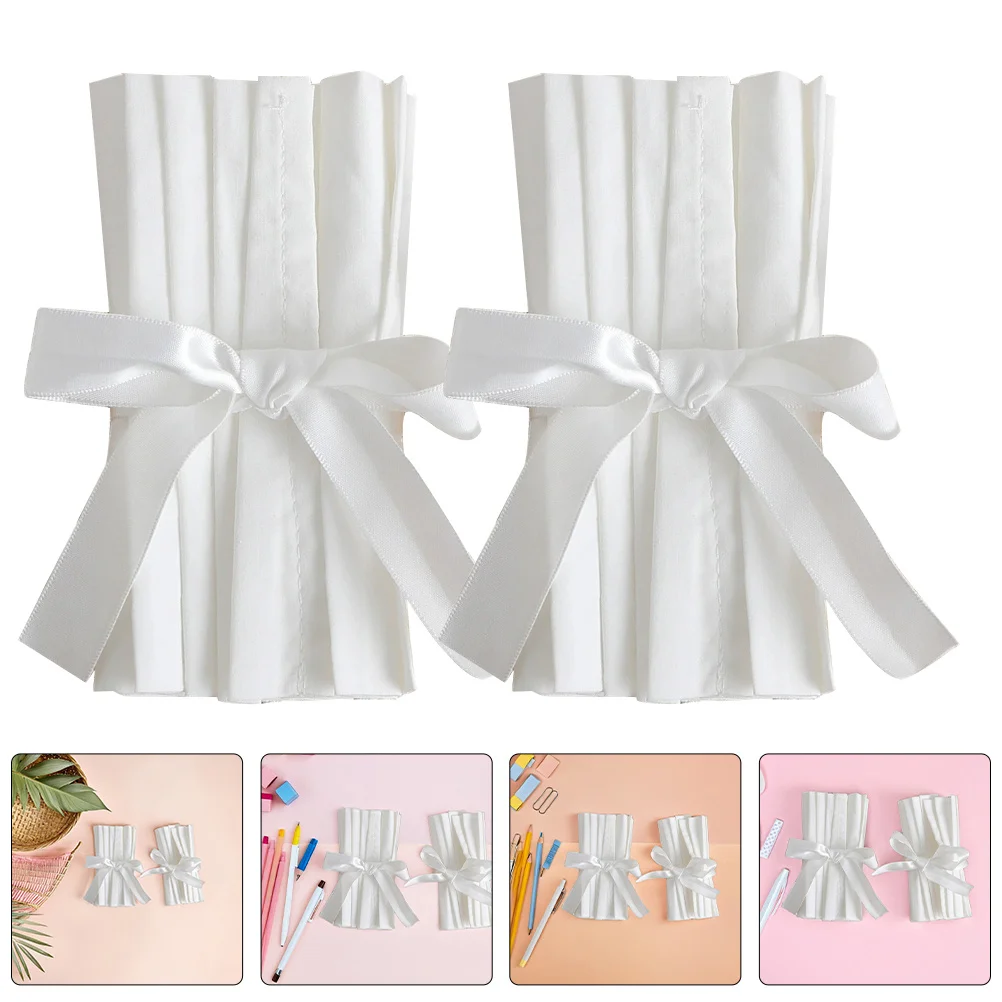 

1Pair Bow Tie Decorative Fake Cuff for Women Sweaters Shirts Pleated False Sleeve Faux Wrist Cuff Fake Shirt Accessory