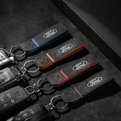 Car Metal Leather Suede Styling Keychain Key Chain Ring For Ford Ranger S-Max Focus Galaxy Mondeo Transit Tourneo Custom Ranger