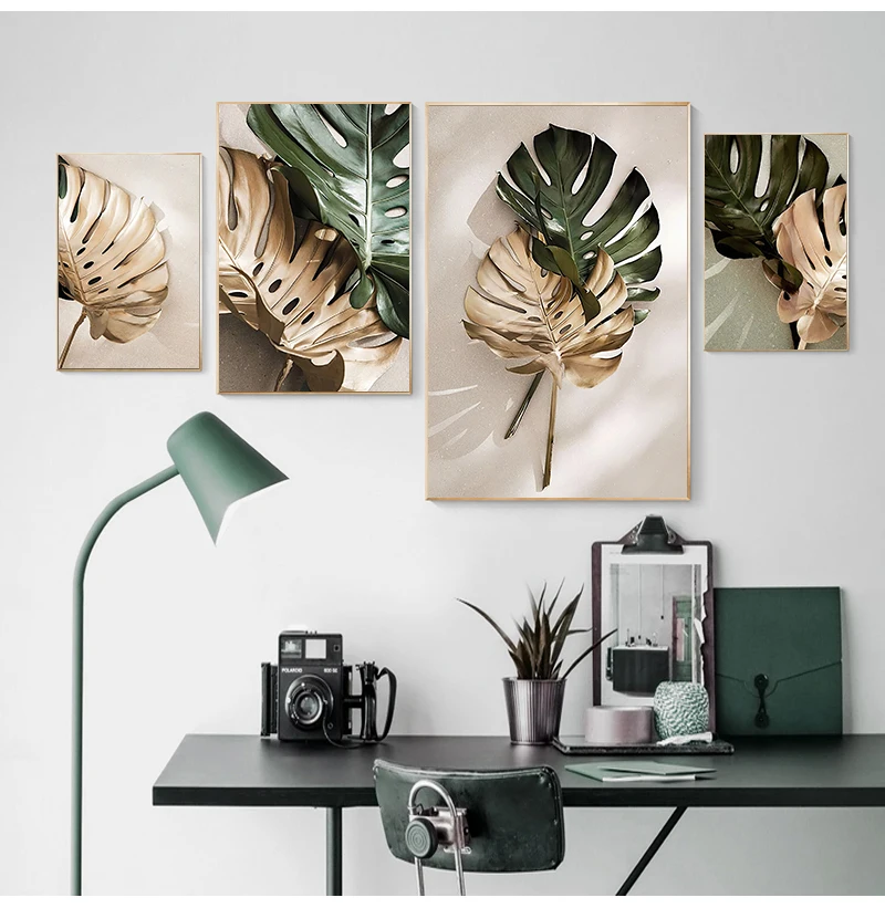 Monstera Leaves Wall Art Canvas Painting Green Style Plant Nordic Posters Prints Decorative Picture Modern Home Decor