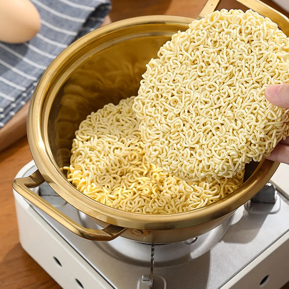 

Stainless Steel Korean Noodle Pot Dual Handles Lid Soup Stew Pot Kitchen Ramen Instant Noodles Cooker Instant Noodles Cooker