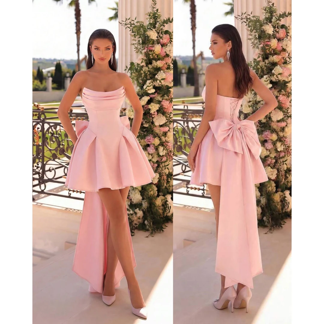

Aura Custom Made Chic Wedding Evening Dress 2026 Woman Tube Top Muslim Evening Dresses Luxury Women's Elegant Party Dress A Word