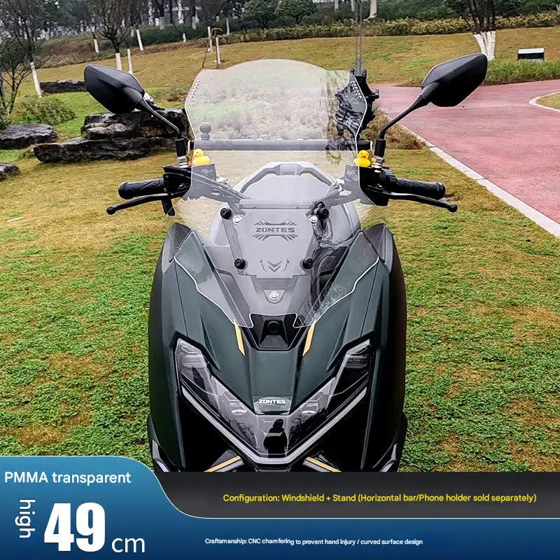 For Zontes 150X Scooter Heightened Windscreen, High Transparent PC Front Windshield, Upgrade Parts
