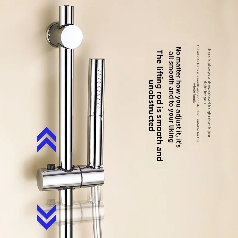 Set di rubinetti per doccia semplici interamente in rame con asta di sollevamento, soffione doccia per bagno