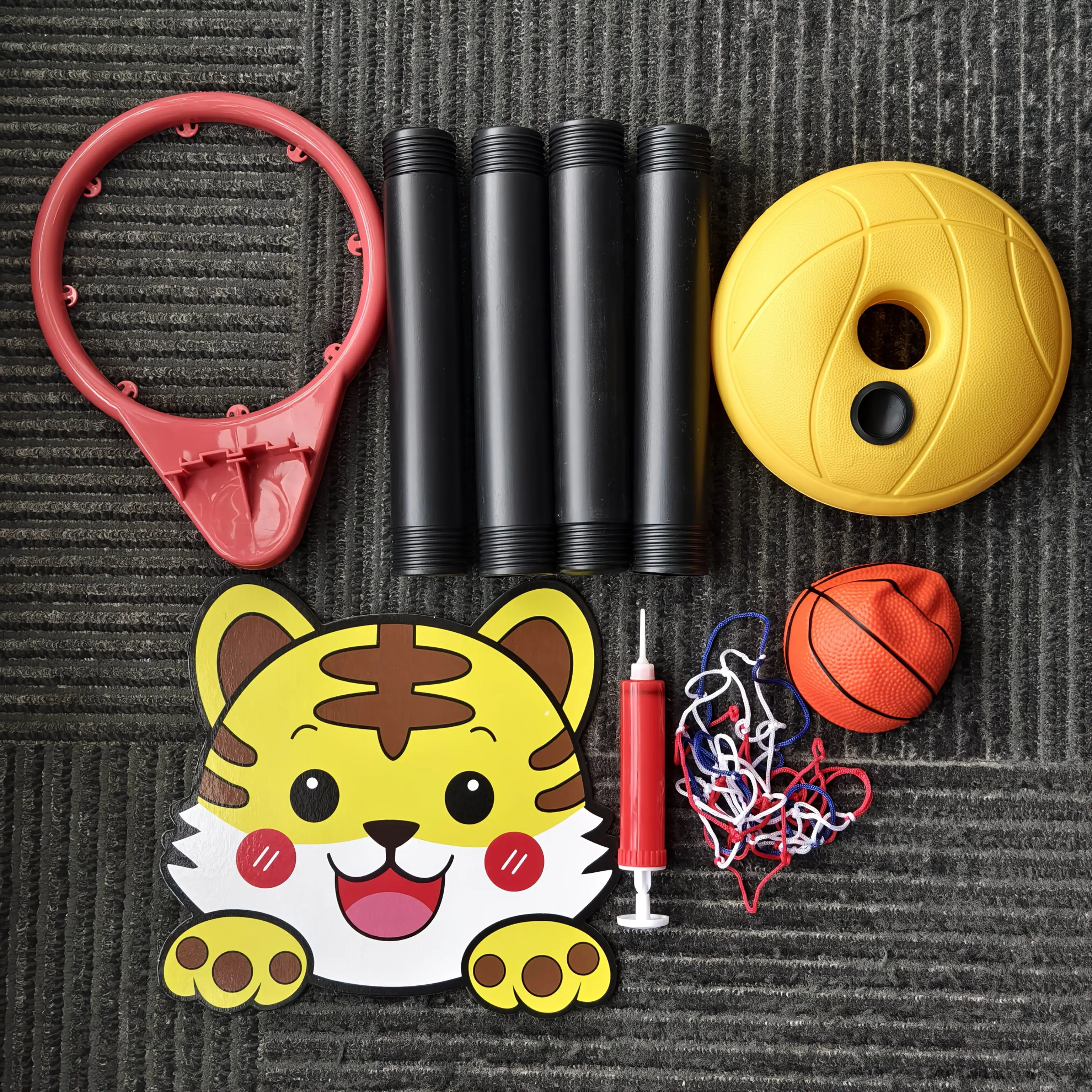 حامل كرة سلة للأطفال بارتفاع قابل للتعديل - مزيج من الملاهي في الأماكن المغلقة والخارجية وإطار كرة السلة للألعاب الخارجية