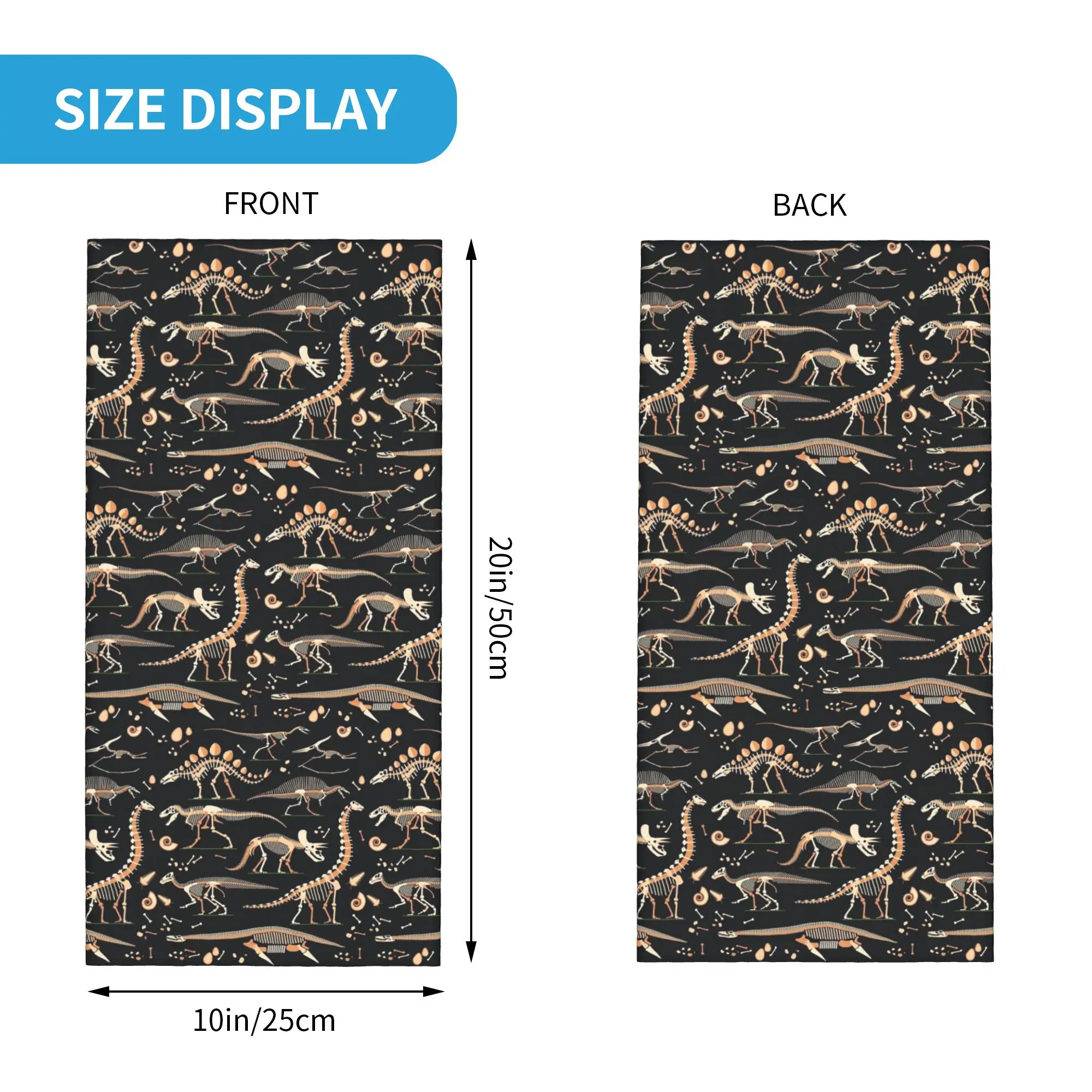 Dinosaur Fossils Halloween Bandana Neck Cover Printed Wrap Mask Scarf Cycling Scarf Riding for Men Women Adult All Season