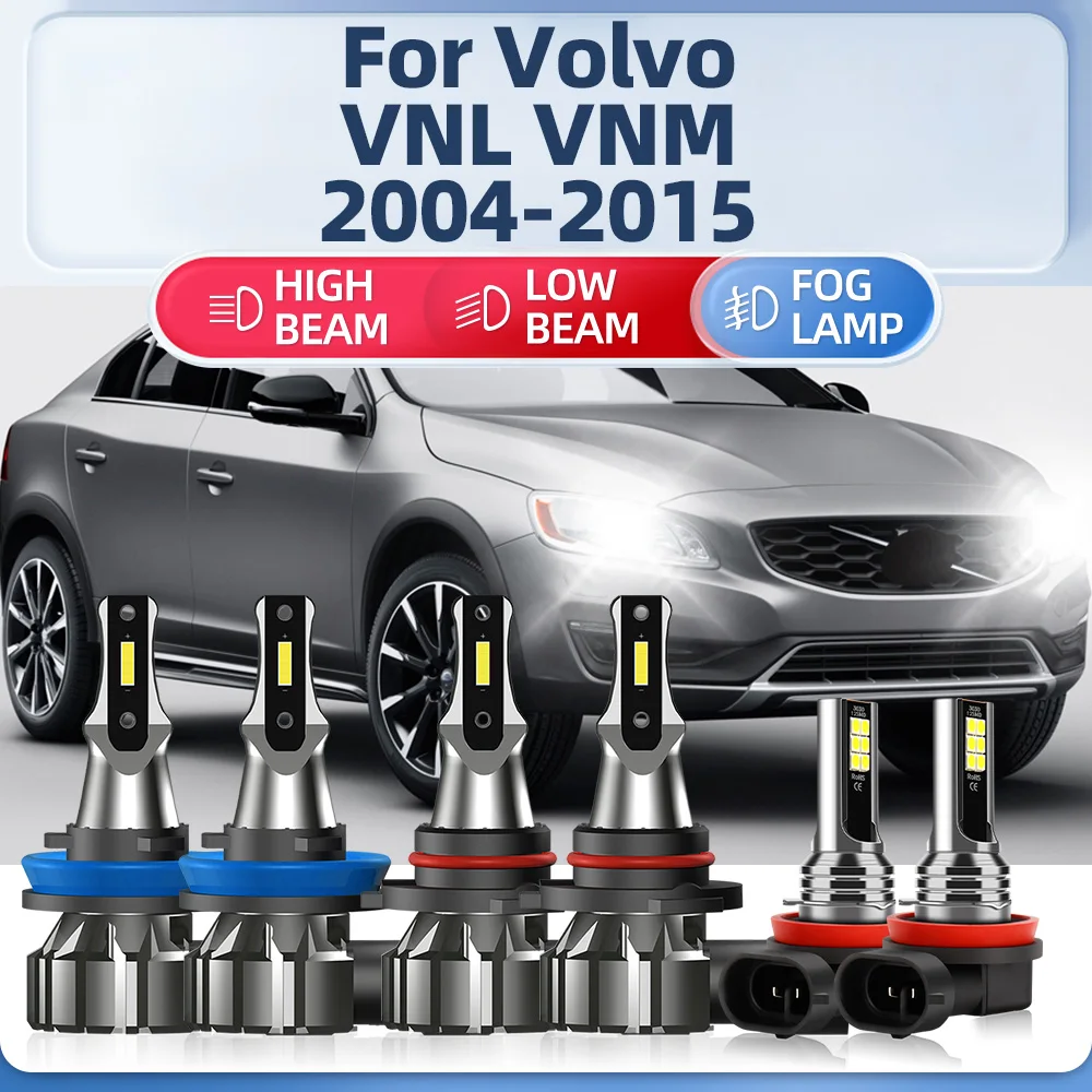 

60000LM Canbus LED Headlight Bulbs 12V High Low Beam Car Fog Lights 6000K For Volvo VNL VNM 2004-2010 2011 2012 2013 2014 2015
