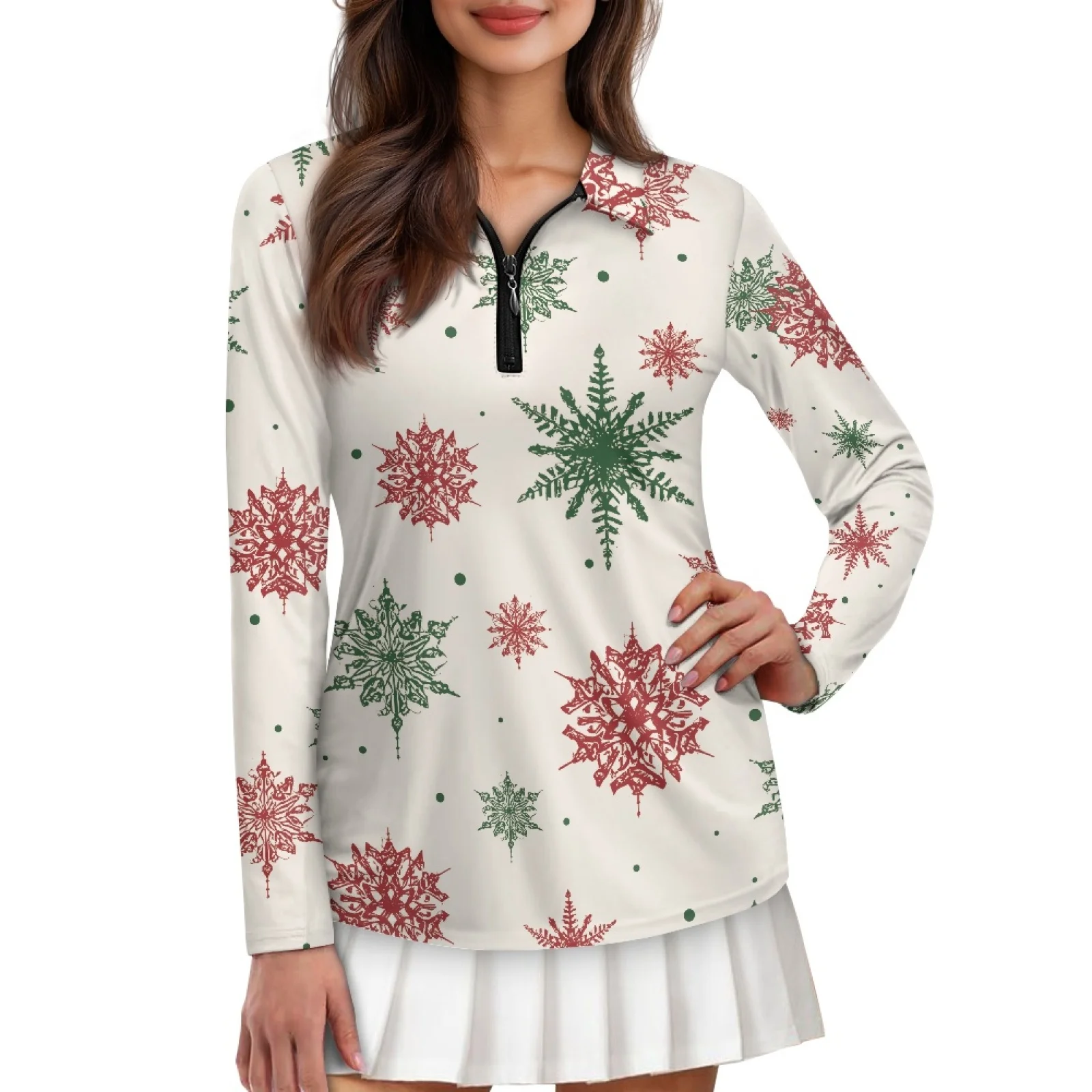 PENSTROLL Snowflakes Womens Golf Shirts Pullover for Women Hiking Running Fishing Golf Shirt for Shopping