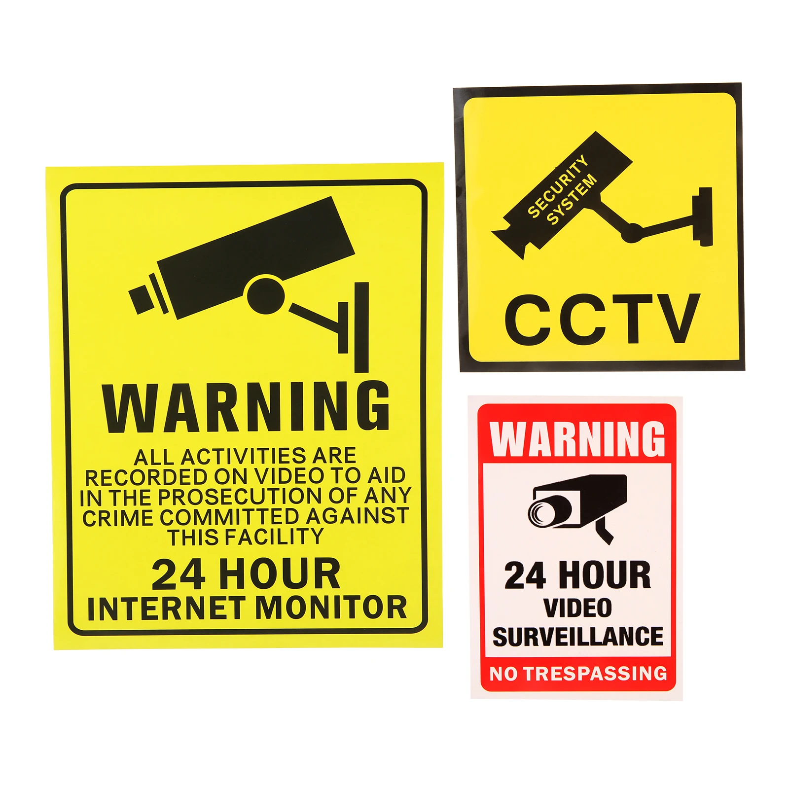 10Pcs Self-adhesive Car Sticker 24H Video Camera System Warning Sign Wall Decal Surveillance Monitor Public Area Home Security