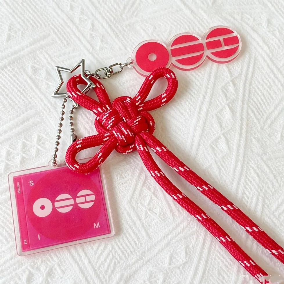 Handwoven Rope Keychain Acrylic Charm Pendant Fans Concert Souvenir Hanging Ornament Bag Backpack Car Key Ring Accessory