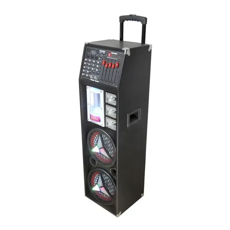 for Hifi Woofer Active 80W Professional Outdoor Stage Sound System Speaker with RGB LED Lighting USB SD Wireless Mic Support