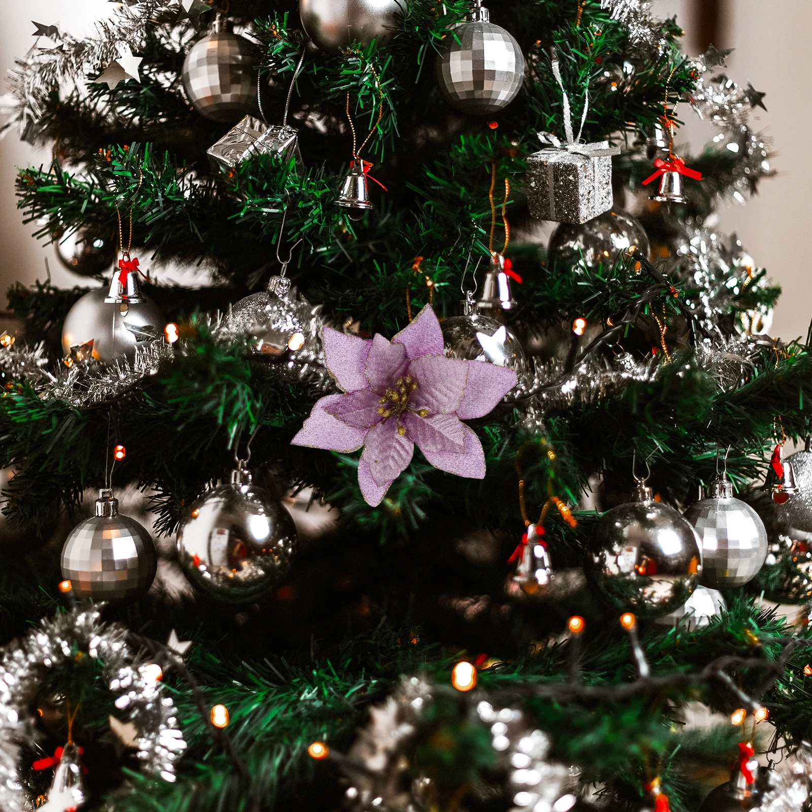

30pcs Xmas Tree Hanging Artificial Flowers Lifelike Decor Simulated Adorn Home Party Decorative Fake Creative Flower Ornament