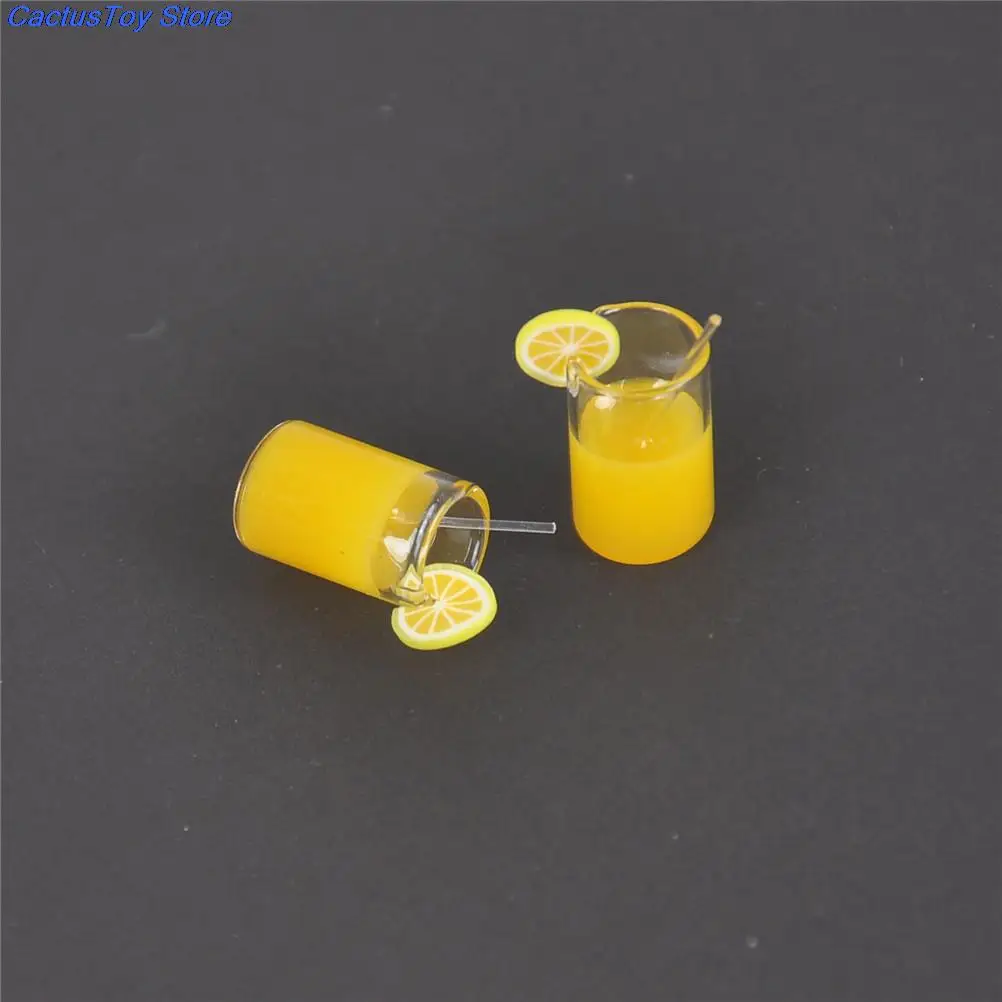 1:12 Resin Dollhouse Mini Lemon Milk Tea Water Cup Miniature Dollhouse Accessories Cups Toy Mini Decoration Gifts  