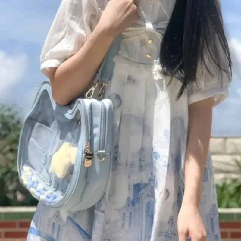Bloom Haruku Aesthetic Transparent White Shoulder Women Sweet Cat Handbag Ita Bag Ladies Lolita Mini Backpack Itabag