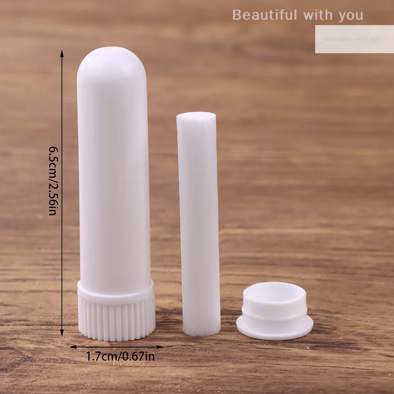 면심지가 있는 빈 비강 흡입기 튜브, 에센셜 오일 용기용 플라스틱 비강 흡입기 스틱 리필, 아로마테라피 흡입기