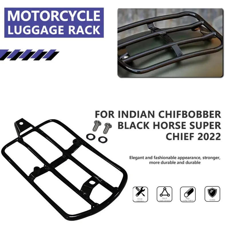 For Indian Chief Bobber Dark Horse 2022 Motorcycle Luggage Rack Rear Seat Black Steel Support Fender Frame Backseat Cargo Shelf