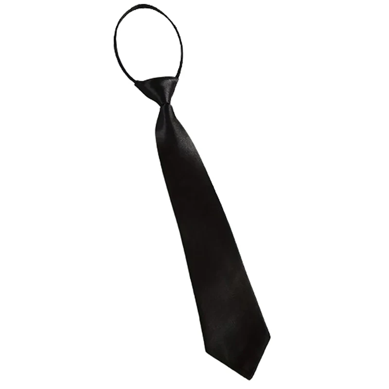 Cravatta sottile nera convertibile unisex con clip; Perfetto per uomini, donne in uniforme o abiti