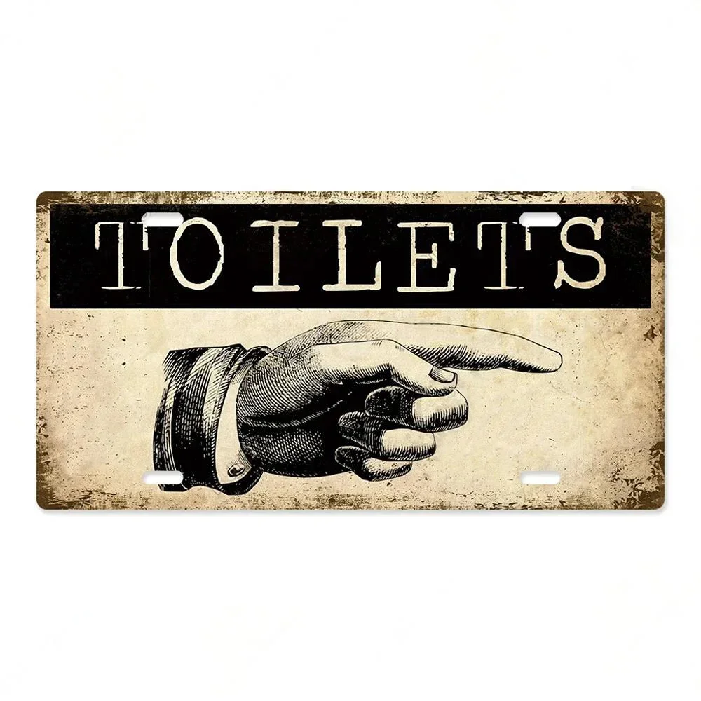 Restroom Metal Signs Wall Decor Plaque Metal Vintage License Plate for Home Bar Club Toilet Bathroom Restroom