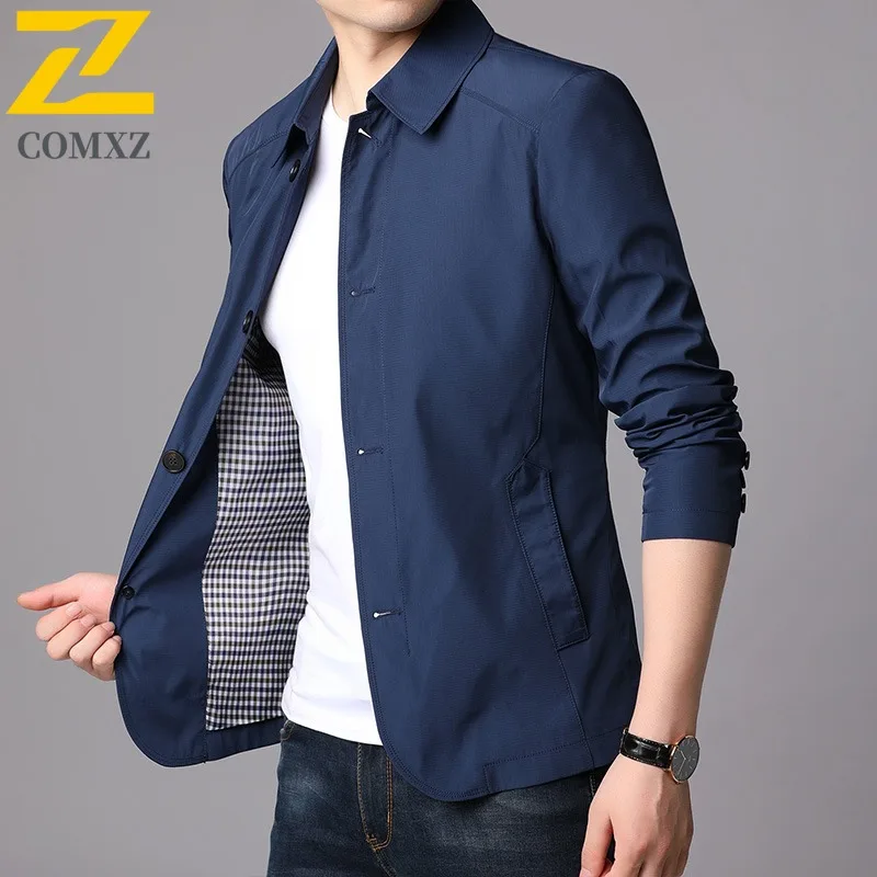 

COMXZ Luxurious New Mens Jacket Casual Turndown Collar Commuting Office Thin Coat High Fashion Working Spring Autumn Outerwear