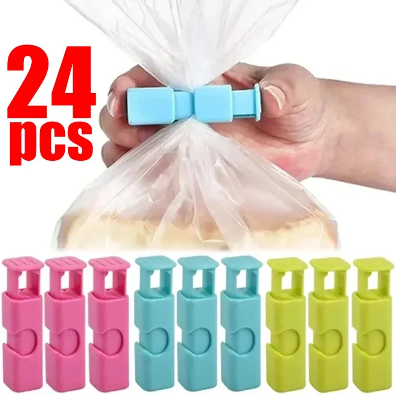 24/1Pcs Plastic Food Sealing Clips Reusable Pocket Sealing Clamp for Snack Organizers Home Kitchen Grain Vegetable Storage Clamp