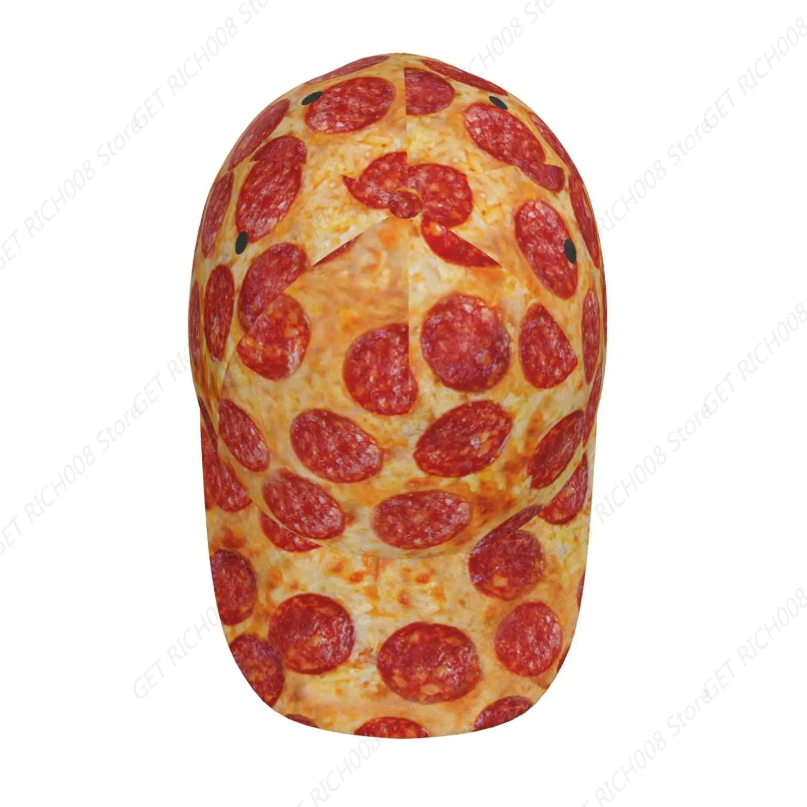 قبعة بيسبول مطبوعة ثلاثية الأبعاد للجنسين من بيتزا بيبروني للرجال والنساء، قبعة أبي قابلة للتعديل مع فاتورة مسطحة وسترة Snapback #4