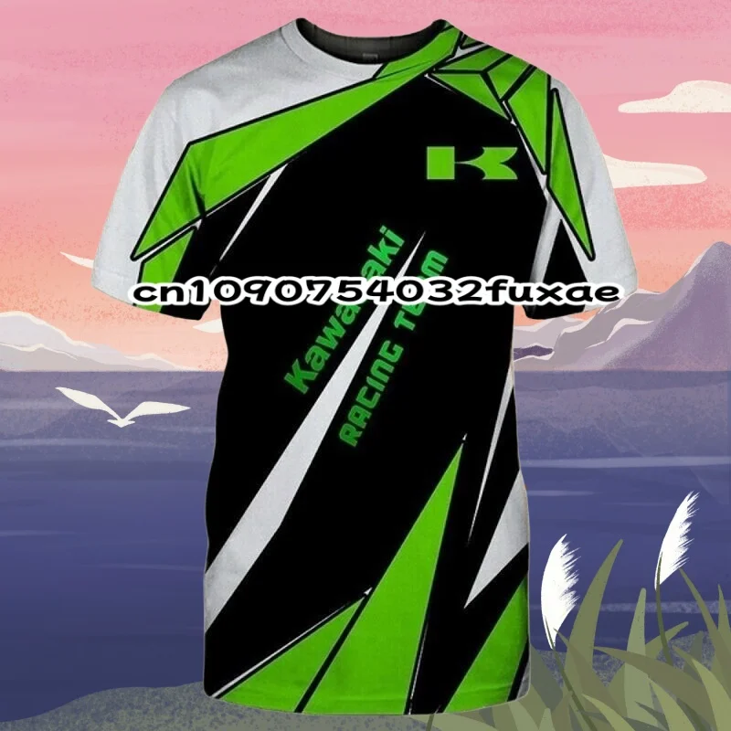 

Kawasaki Motor Racing Graphic Tee For Men 3D Printed Short Sleeve Round Neck Summer Sportswear Lightweight Unisex Clothing