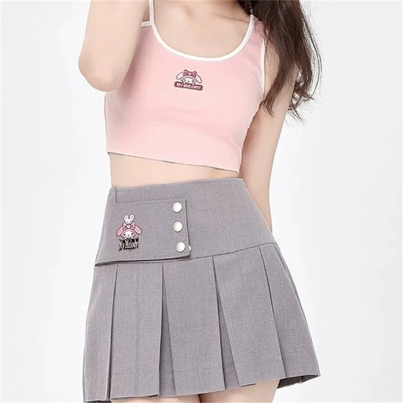 Sanrio hello Kitty My Melody Kuromi sling Bra small vest JK uniform all-around pleated skirt breathable close-fitting vest gift